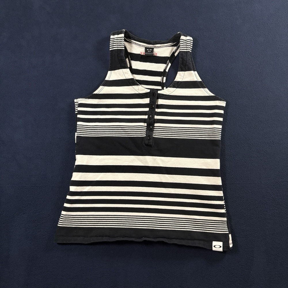 Oakley Vintage Striped Henley Racerback Tank Top Womens Small Y2K Surf Skate - Picture 1 of 6